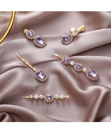 Purple Hair Accessories - 5 Elegant Purple Hair Clips for Women Vintage Diamond Hair Pins Handmade Faux Crystal Bobby Pins Elegant Gold Metal Bobby Pins Gifts for Women Girls - Buy Online on GoSupps.com
