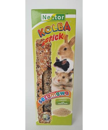 Double Pack 2x Hamster Rabbits Sticks Food SESAME SEEDS Flavor 115g Guinea Pig Rat Mouse Gerbil Rodents Animal Pet Vegetable Foods Treats Snacks with Hooks