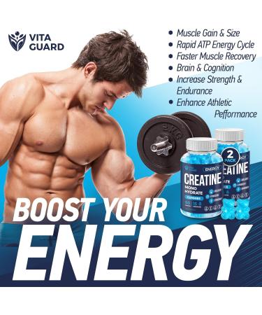 5000mg Creatine Monohydrate Gummies - Ultimate Muscle Builder & Energy Booster for Men & Women (2 Pack - Buy Online on GoSupps.com