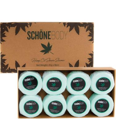 Hemp Shower Steamer Bombs Set of 8 - 50g Large Shower Bombs for Relaxation with Mint and Lavender Essential Oils - Vegan Friendly by Schone Body - Buy Online on GoSupps.com