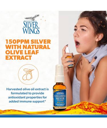 Natural Path Silver Wings Colloidal Silver 150ppm with Olive Leaf - Immune Support Supplement Spray 1oz - Ships Worldwide - Buy Online on GoSupps.com