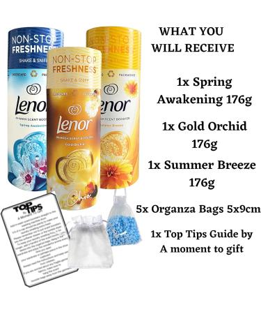 Lenor Scent Booster Beads Bundle - 176g (Spring Awakening, Gold Orchid, Summer Breeze) with Organza Bags & Guide - Buy Online on GoSupps.com