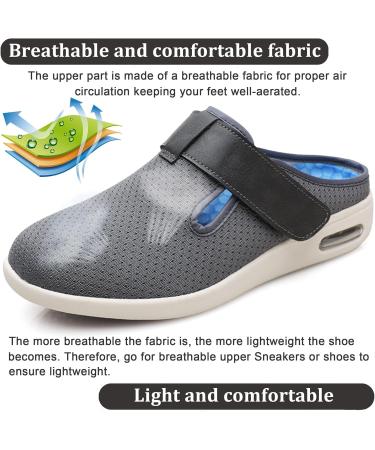 Extra Wide Diabetic Shoes for Men & Women - Adjustable Orthopedic Slippers for Plantar Fasciitis, Non-Slip Sandals for Seniors - Light Blue - Buy Online on GoSupps.com