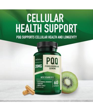 PQQ Supplement 20mg | Boost Mitochondrial Energy & Brain Health | Ultra PQQ with CoQ10 & B12 | Vegan & Gluten-Free | 60 Capsules - Buy Online on GoSupps.com