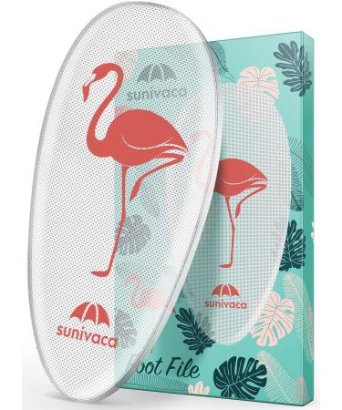Sunivaca Glass Foot File Callus Remover for Feet  Flamingo Gifts for Women  Feet Scrubber Dead Skin Remover  Professional Pedicure Tools at Home  Heel Scraper for Cracked Heels Heavy Duty FLM