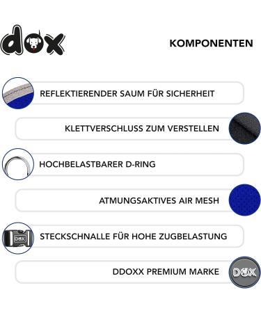 DDOXX Reflective Air Mesh Breast Harness for Dogs | Step-In & Comfortable | Many Colors | XS (28-33 cm) | Perfect for Small & Medium Breeds - Buy Online on GoSupps.com