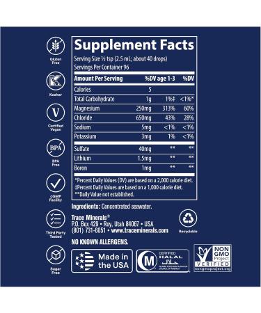 Trace Minerals Research ConcenTrace Trace Mineral Drops 8 fl oz - Optimal Mineral Supplement - Buy Online on GoSupps.com