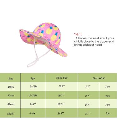 LANGZHEN Baby Girls Sun Protection Hat with Chin Strap | Adjustable Toddler Kids Wide Brim Play Hat | Pineapple Design | 6-12 Months - Buy Online on GoSupps.com