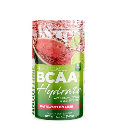 About Time Plant Based BCAA Hydrate with L-Glutamine & Electrolytes (Non-GMO Gluten Free Monk Fruit Extract) - Watermelon Lime 20 Servings