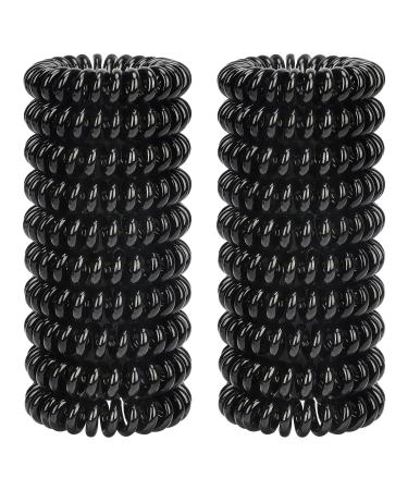 Jesslab spiral hair gum 20 pieces of lane phone cable hair gum without wrinkle spiral bracelet plastic coil ponytail holder no-damage headband hair jewelry for girls women gift black