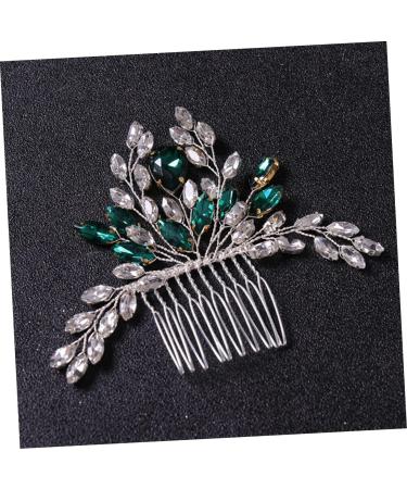 Ipetboom Bridal Comb Crystal Hair Comb Hair Side Flower Hair Combs Green Rhinestone Hair Clip Crystal Headpiece Styling Hair Clips Alloy Western Style Accessories Dinner Party - Buy Online on GoSupps.com