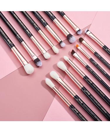 Jessup 15 Pcs Eye Makeup Brush Set - Black/Rose Gold | Best Cosmetic Eyeshadow Brushes for Stunning Makeup - Buy Online on GoSupps.com