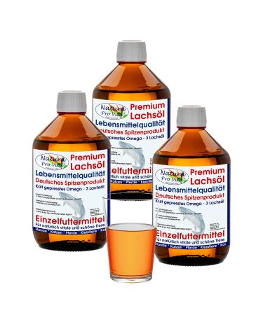 Omega-3 salmon oil horses food quality naturala per vita fish oil horses cold-pressed omega-3-oil horses skin fur immune power 3l glass bottle (3x 1l)