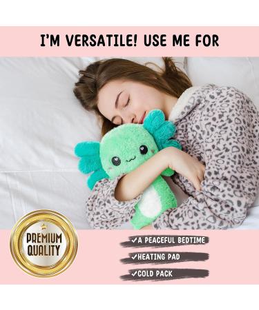 Mint Axolotl Microwavable Heating Pad - Cute Kawaii Plushie for Women and Kids - Hot/Cold Therapy Stuffed Animal - Perfect Axolotl Gift - Buy Online on GoSupps.com