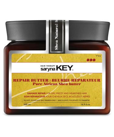 Saryna Key Damage Repair Treatment Butter Mask - African Shea Butter for Dry Hair Treatment - Rejuvenating Butter Moisturizer with Natural Keratin and Vitamins A  E  F (500ml/16.9oz) 16.91 Fl Oz (Pack of 1)