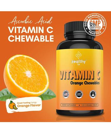 Zealthy Life Vitamin C 500mg Chewable - Immune Support Supplement with Antioxidants - Orange Flavor - Buy Online on GoSupps.com
