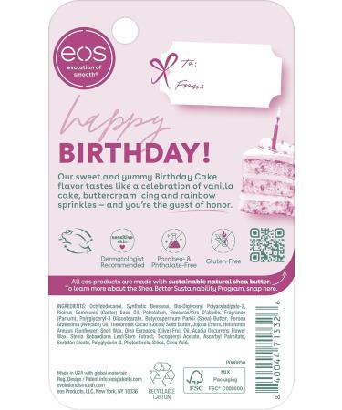 eos 24H Moisture Super Balm - Birthday Cake Lip Mask Day or Night Lip Treatment Made for Sensitive Skin Nourishing Shea Butter 0.35 fl oz (Pack of 2) - Buy Online on GoSupps.com