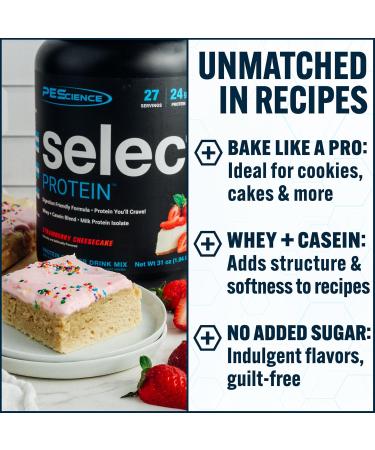 PEScience Select Protein Powder, Whey and Casein Blend, Clean Protein Powder for Women and Men, Low Calorie, Low Carb, Keto Friendly, Gluten Free - Strawberry Cheesecake - 5 Servings - Buy Online on GoSupps.com