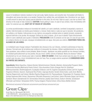 GREAT CLIPS Men's Leave-In Conditioner 12oz - Natural Extracts for Hair & Scalp Hydration | Soothes Scalp Irritations - Buy Online on GoSupps.com