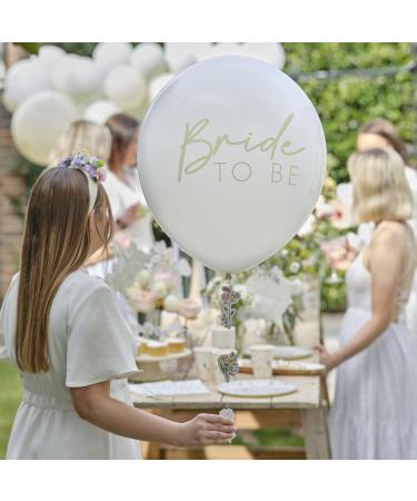 Ginger Rayweißer latex balloon "Bride to be" with paper flower tail decoration for hen party 45.7 cm latex balloon