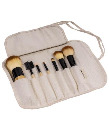 SHANY Bamboo Makeup Brush Set - 7pc Vegan Brushes with Premium Synthetic Hair and Cotton Pouch - Buy Online on GoSupps.com
