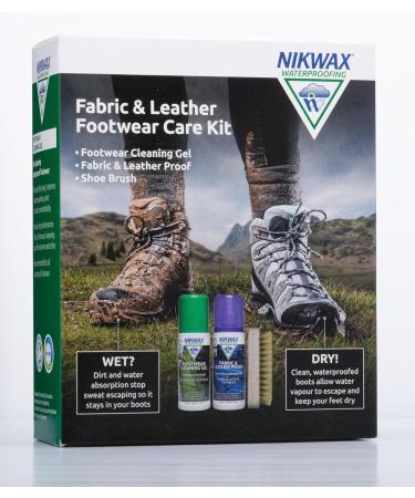 Nikwax Fabric & Leather Footwear Care Kit - Cleaner & Waterproof Spray with Brush - Buy Online on GoSupps.com