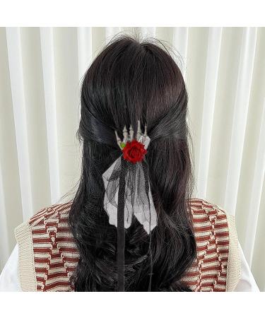 Uozonit Halloween Skull Hand Hairpins - Punk Hand Bone Hairpin Masquerade Headband | Hand Bone Rose Headpiece Headband Floral Headpiece Festival Headband Straps - Buy Online on GoSupps.com