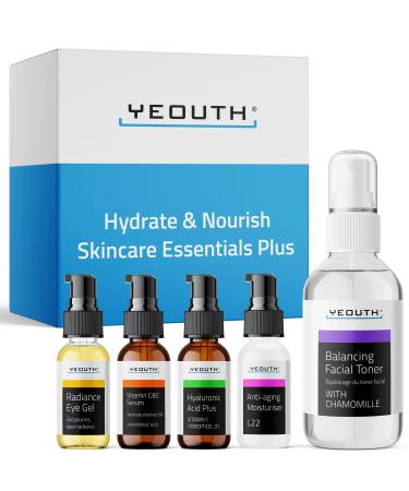 Yeouth skin care set complete anti-aging set facial water vitamin C hyaluronic acid serum eye gel face cream 5-part skin care gift set facial care sets for women and men - Buy Online on GoSupps.com