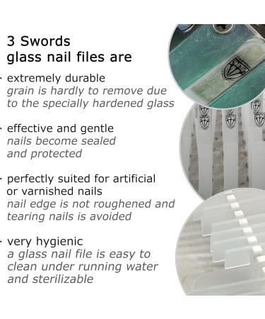 3 Swords Germany Double Sided 3 Pieces Glass Nail Files for Natural and Artificial Nails with Black Plastic case 3 Glass Nail Files - Buy Online on GoSupps.com