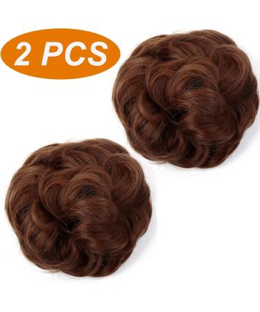 JJstar 2PCS Medium Auburn Messy Bun Hair Pieces - Curly Fake Donut Updo Scrunchies for Women & Girls - High Heat Resistant Synthetic Fiber - Buy Online on GoSupps.com