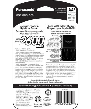 Buy Panasonic K-KJ55KHC4BA Quick Battery Charger & eneloop pro 4AA Batteries | International Shipping Available - Buy Online on GoSupps.com