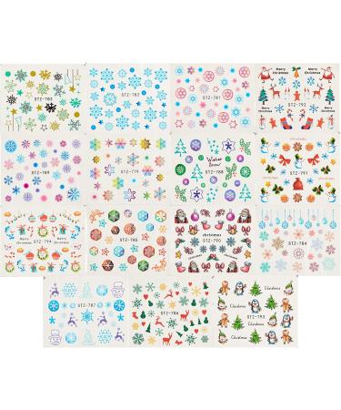 NICENEEDED 15 Sheets Christmas Theme Nail Art Stickers Water Transfer Stickers Nail Art Decals With Tweezer Plastic Cuticle Pusher Scissors For DIY Nail Decoration(Style 2) - Buy Online on GoSupps.com
