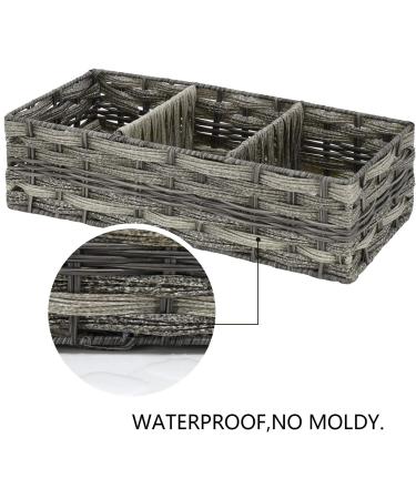 Rustic Farmhouse Toilet Paper Storage Basket with 3 Section Holder - Grey Bathroom Organizer - Buy Online on GoSupps.com