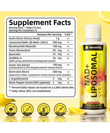 Liposomal NAD+ Liquid Supplement - Designed to Help Support Absorption - Nhanced Cellular Uptake Helps Support Normal Cellular Health Supports Cellular Energy Metabolism and Vitality - Lemon Flavor - Buy Online on GoSupps.com