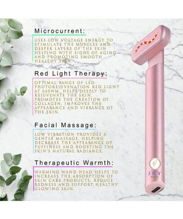 Sky Bliss Face Wand | Anti Aging Skin Care Device | Red Light Therapy & Microcurrent Tool | Lifts, Firms, & Reduces Wrinkles | Face & Neck Massager (Pink) - Buy Online on GoSupps.com