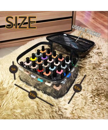 Holay Nail Polish Organizer - Durable Holder with 30 Foam Slots, Professional Carrier in Transparent Black - 9.4x8.46x5-inch - Buy Online on GoSupps.com