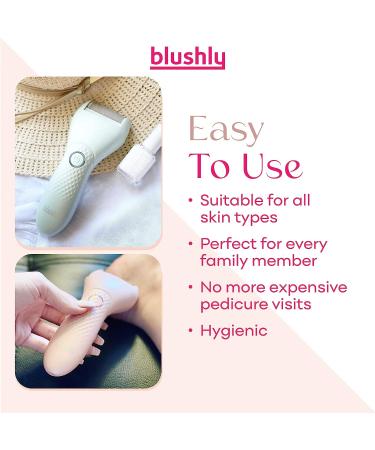Blushly Rechargeable Foot Callus Remover - Electric + Interchangeable Heads - Smooth & Soft Feet - Heel Callus Remover - Buy Online on GoSupps.com