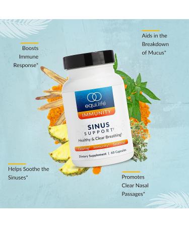 EquiLife Sinus Support - Promotes Nasal Congestion & Mucus Relief - Immunity Boost with Herbs, Antioxidants & Amino Acids - Gluten-Free - 20 Servings - Buy Online on GoSupps.com