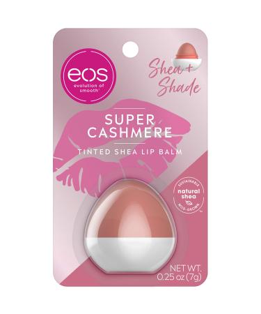 eos Shea + Shade Tinted Lip Balm - Super Cashmere | 24 Hour Hydration | Lip Care to Moisturize Dry Lips | Gluten Free | 0.25 oz