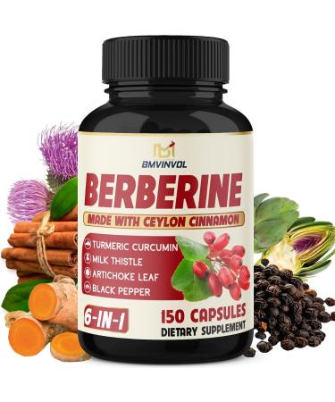 Berberine Supplement 4700mg - 5 Months Supply - High Potency with Ceylon Cinnamon, Turmeric - Supports Immune System, Cardiovascular & Gastrointestinal Function - Berberine HCl Supplement Pills