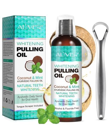 Pull with coconut oil for mouthwash (8 fl.Oz) pull with mint oil for tooth whereabouts with tongue scraping pull with coconut oil for teeth fresh breath healthier teeth and gums