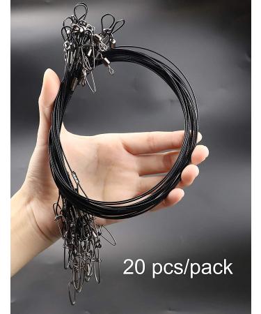 Facikono Fishing Leaders Wire 125LB - Heavy Duty Saltwater Wire with Swivels and Snaps - 19.68in Black - Buy Online on GoSupps.com