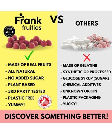 FRANK FRUITIES Immunity Gummies - Elderberry & Zinc Supplement | 95% Real Fruits - Boost Immune System | Sugar & Nasties Free - 80 Vegan Gummies - Buy Online on GoSupps.com