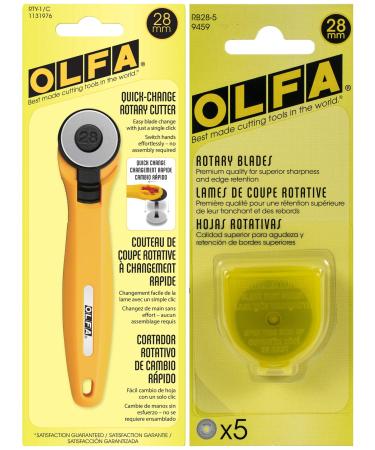 OLFA Rotary Fabric Cutter 28MM with 5 Blade Refill For Quilting, Sewing, and Crafts - Buy Online on GoSupps.com