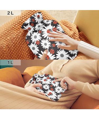Hot Water Bottle 2L with Lid - Chamomile Flower Hot Water Bag for Pain Relief & Winter Warmth - Buy Online on GoSupps.com