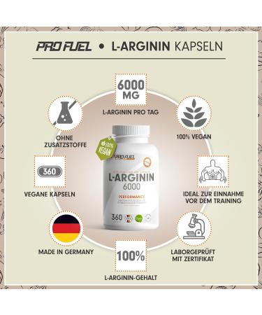 Vegan L-Arginine 360 Capsules - 6000 mg Pure Fermented L-Arginine No Additives Lab Tested - Buy Online on GoSupps.com