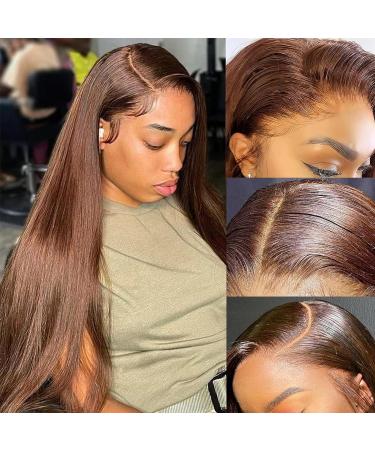 ZLIKE 28inch Brown Straight HD Lace Front Wig - Brazilian Virgin Human Hair Wig for Women - Buy Online on GoSupps.com