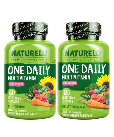 NATURELO One Daily Multivitamin for Women - Energy Support - Whole Food Supplement to Nourish Hair Skin Nails - Non-GMO - No Soy - Gluten Free - 60 Capsules | 2 Month Supply