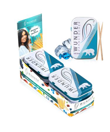 Wonder toothpick display (6 -pack) - toothpick with taste - plastic -free chewing gum - helps against bad breath - smoking cessation - fresh breath with flavored toothpicks - sugar -free ice candy