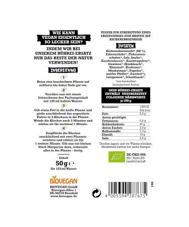 Biovegan My Scrambled Eggs - Gluten-Free & Vegan Herbal Egg Replacement from Chickpeas | 15 x 50g Packs - Buy Online on GoSupps.com